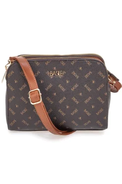 Borsa a tracolla marrone con stampa logata Basile Class BA1274LOG