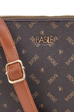 Borsa a tracolla marrone con stampa logata Basile Class BA1274LOG