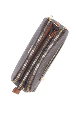 Borsa a tracolla marrone con stampa logata Basile Class BA1274LOG
