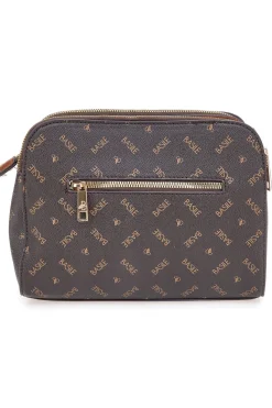 Borsa a tracolla marrone con stampa logata Basile Class BA1274LOG