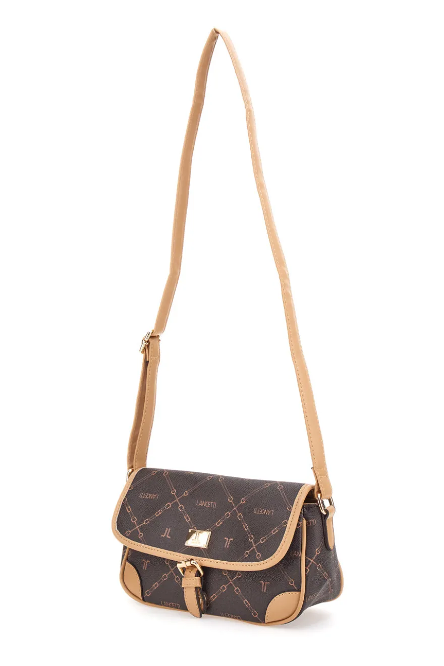 Borsa a Tracolla Marrone con Dettagli Dorati Lancetti 258-5