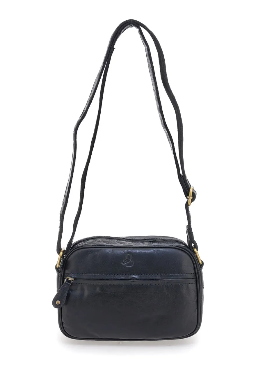 Borsa a tracolla nera compatta con zip Basile BA3543TI