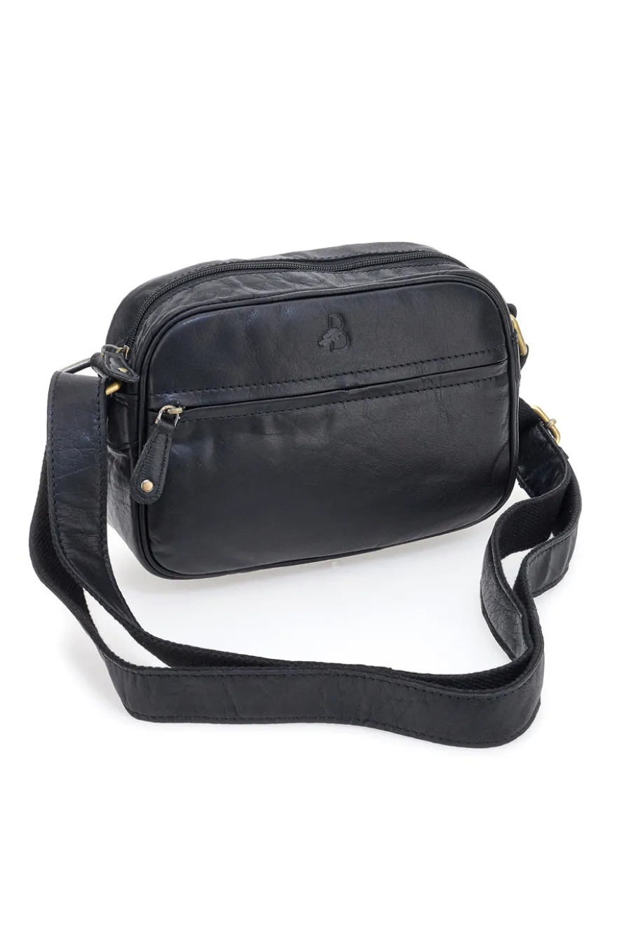 Borsa a tracolla nera compatta con zip Basile BA3543TI