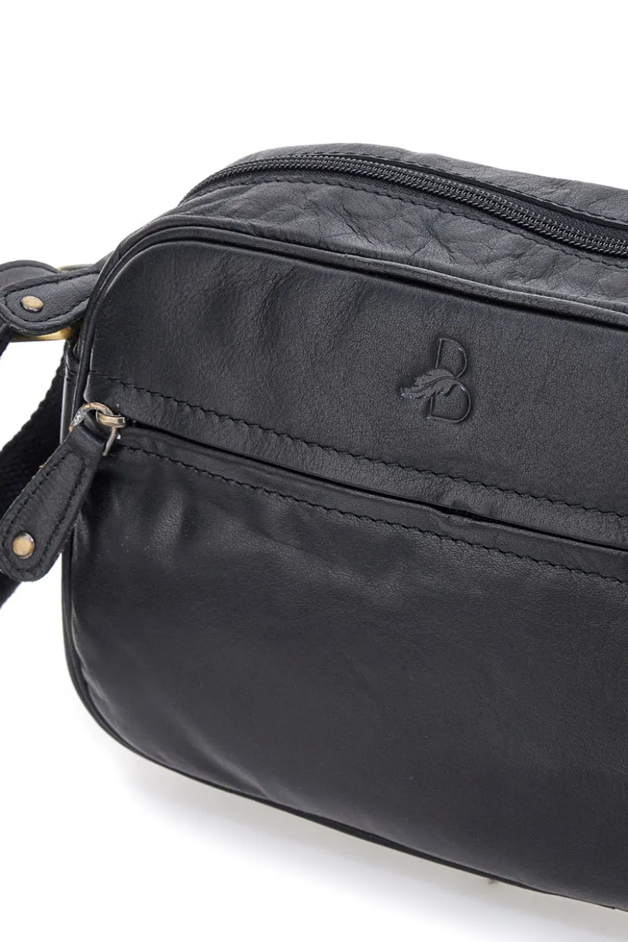 Borsa a tracolla nera compatta con zip Basile BA3543TI