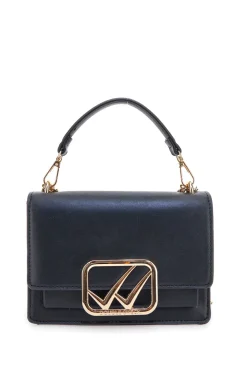 Borsa a Tracolla Nera con dettagli Dorati e Manico Rimovibile Double Check 18244-1