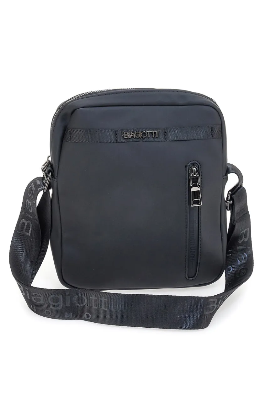 Borsa a tracolla nera con zip frontale Biagiotti MOI LB25W-464/1/TRAC