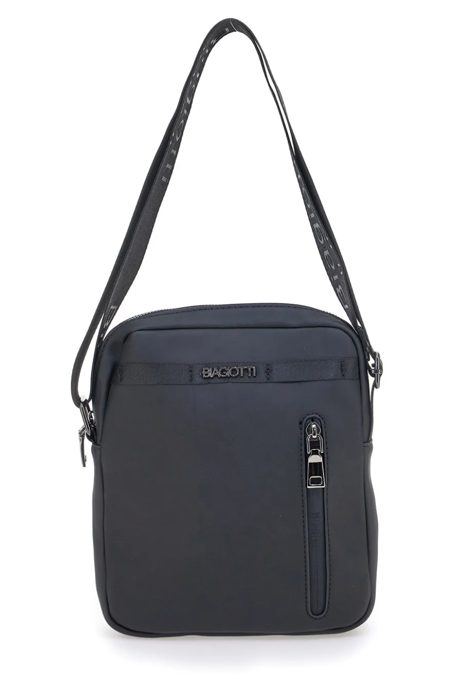 Borsa a tracolla nera con zip frontale Biagiotti MOI LB25W-464/1/TRAC