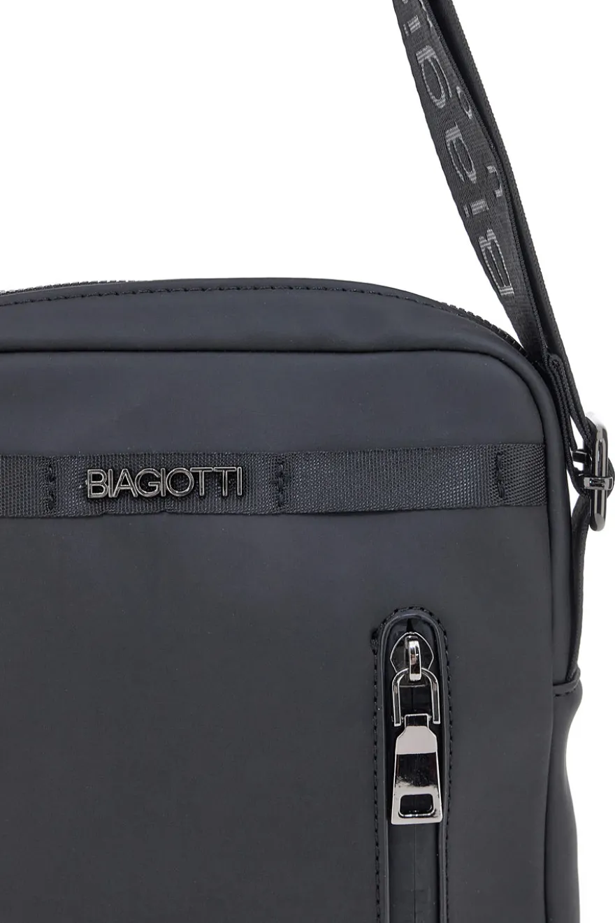Borsa a tracolla nera con zip frontale Biagiotti MOI LB25W-464/1/TRAC