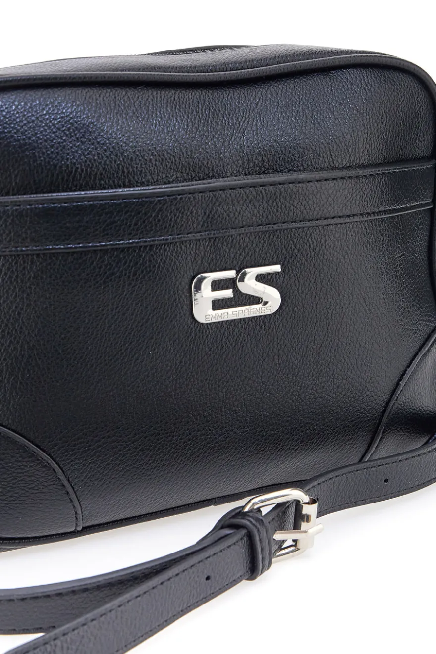 Borsa a tracolla nera con tasca zip Emma spagnesi PU2783