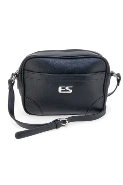Borsa a tracolla nera con tasca zip Emma spagnesi PU2783