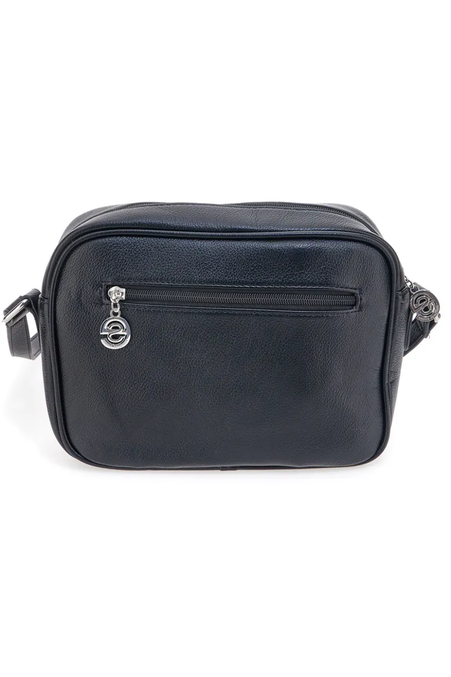 Borsa a tracolla nera con tasca zip Emma spagnesi PU2783