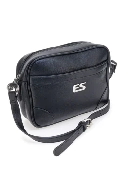 Borsa a tracolla nera con tasca zip Emma spagnesi PU2783