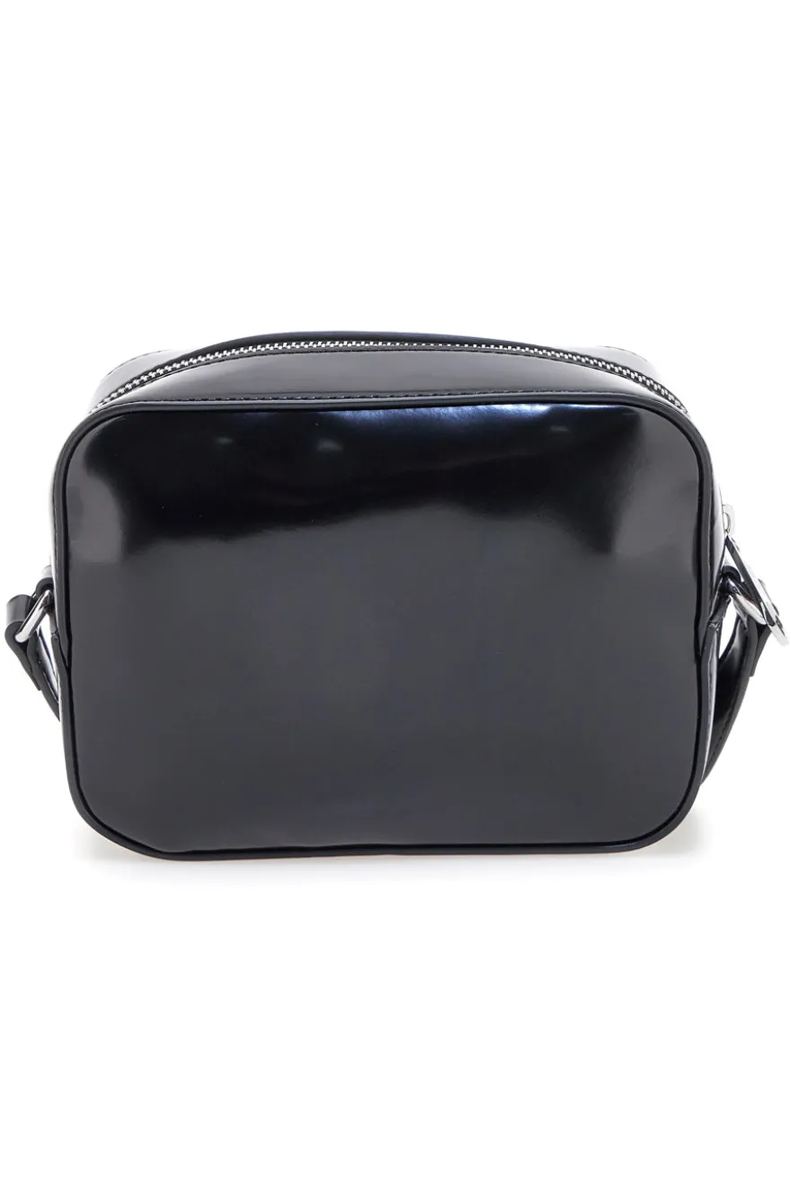 Borsa a tracolla nera effetto lucido Tommy Camera Bag