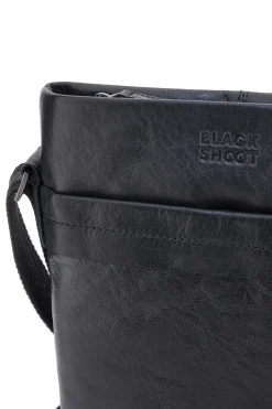 Borsa a tracolla nera in pelle con tracolla regolabile Black Shoot BS2883/T