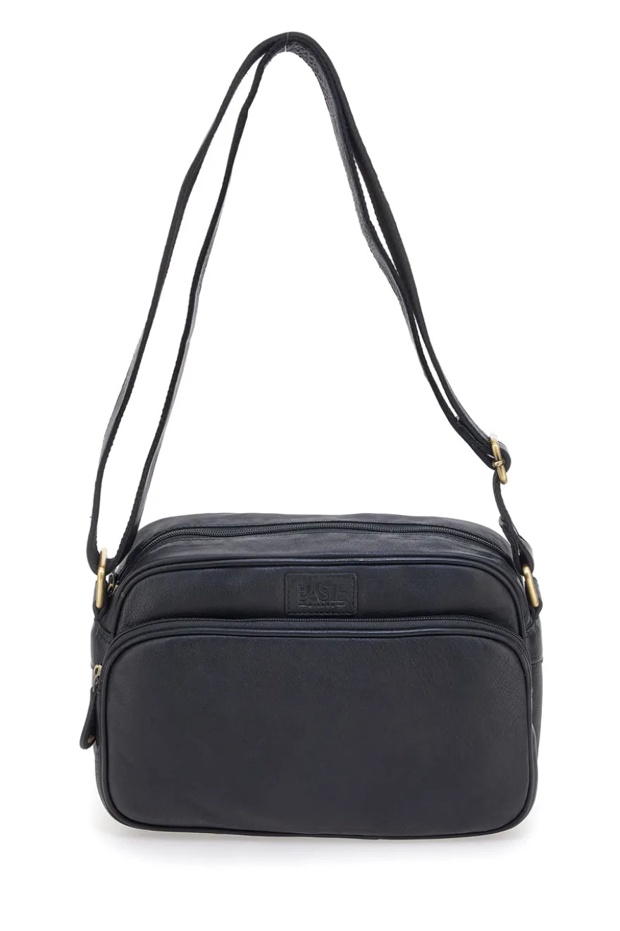Borsa a tracolla nera in vera pelle artigianale Basile BA3540DX