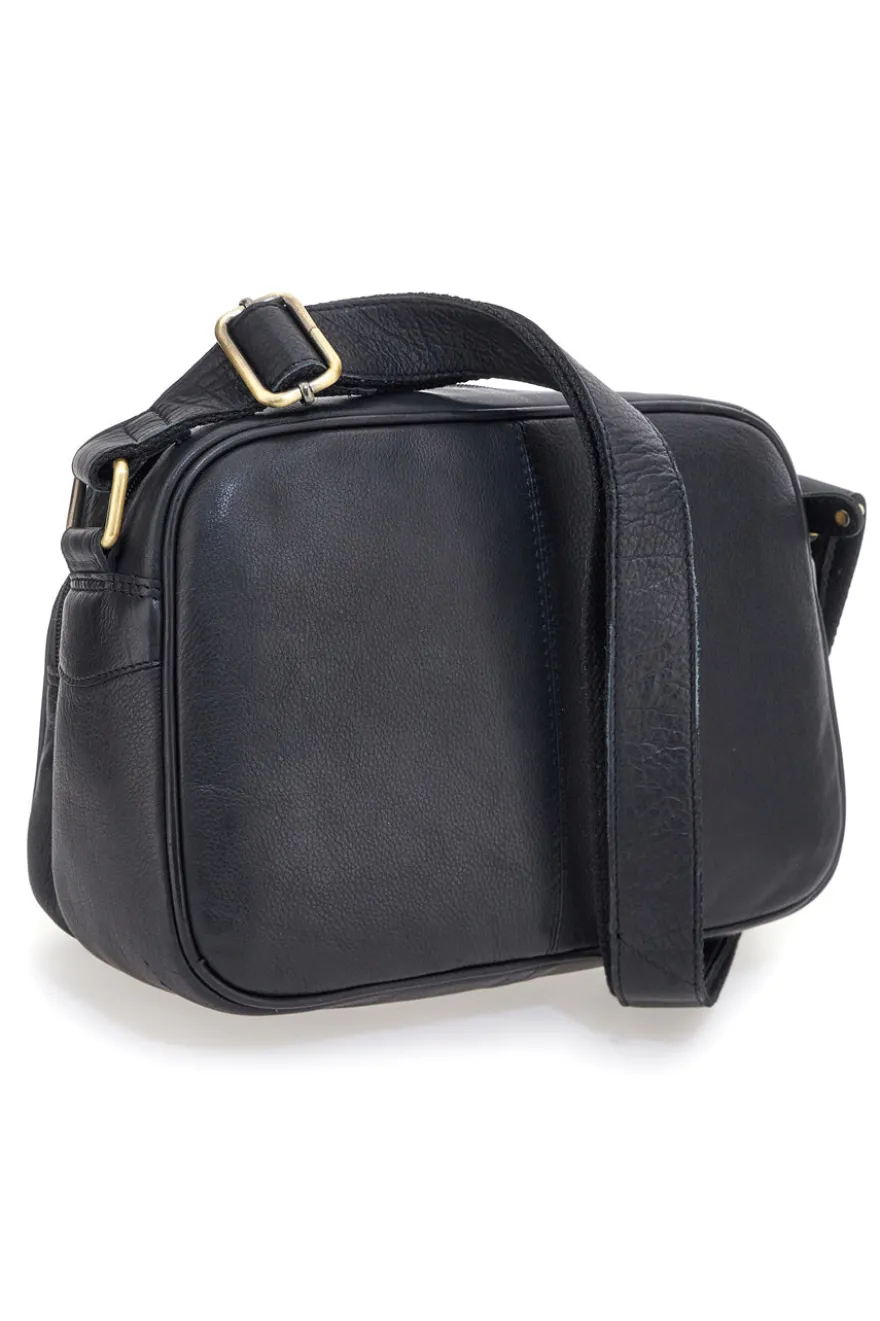 Borsa a tracolla nera in vera pelle artigianale Basile BA3540DX
