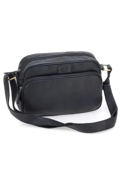 Borsa a tracolla nera in vera pelle artigianale Basile BA3540DX