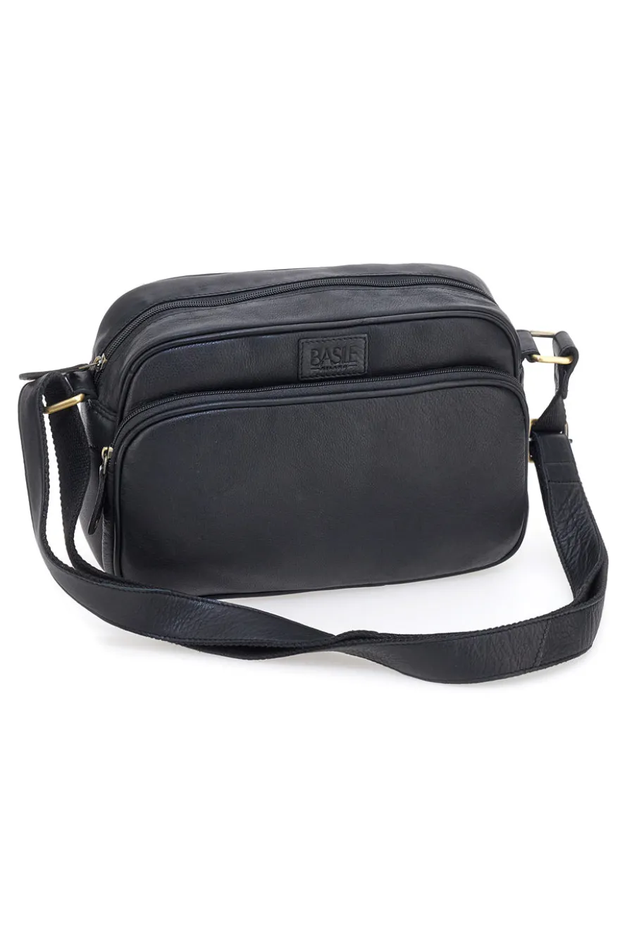 Borsa a tracolla nera in vera pelle artigianale Basile BA3540DX