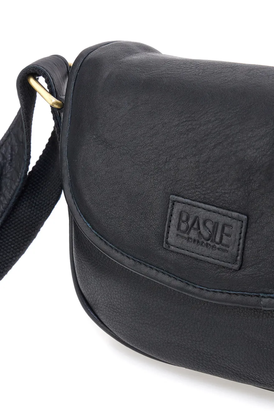 Borsa a tracolla nera in vera pelle artigianale Basile BA3542DX