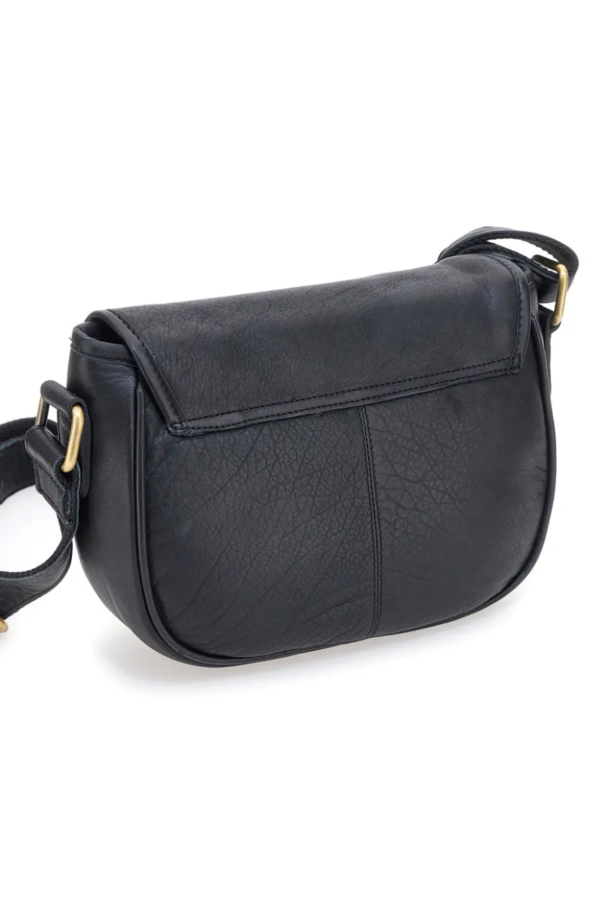 Borsa a tracolla nera in vera pelle artigianale Basile BA3542DX
