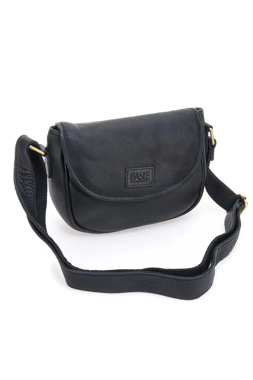 Borsa a tracolla nera in vera pelle artigianale Basile BA3542DX