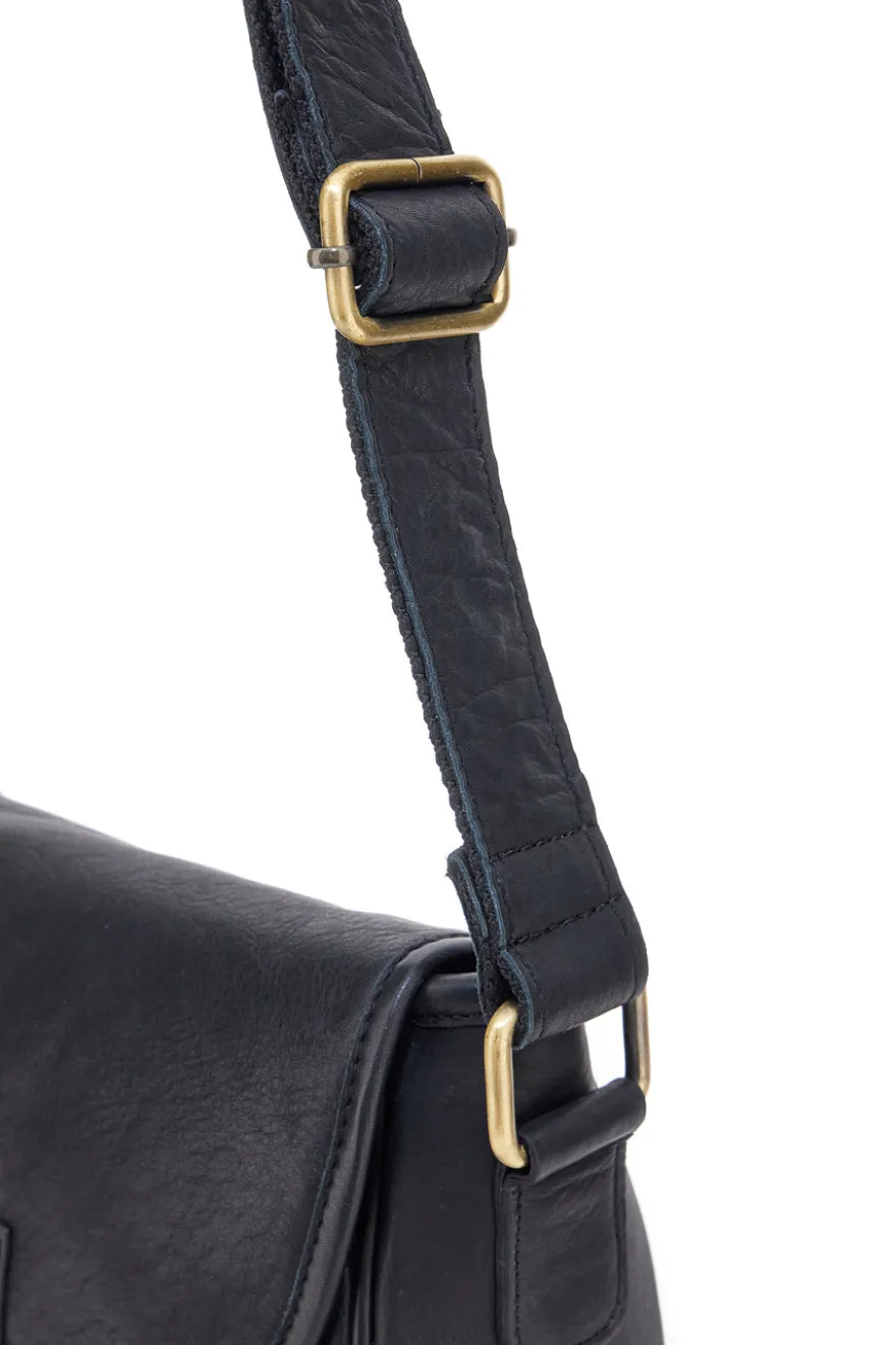Borsa a tracolla nera in vera pelle artigianale Basile BA3542DX