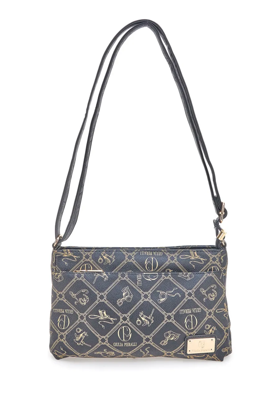 Borsa a tracolla nero stampa logo Giulia Pieralli GP431