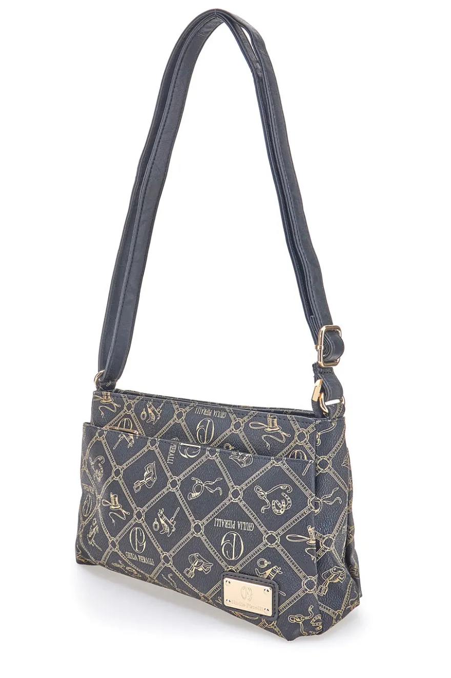 Borsa a tracolla nero stampa logo Giulia Pieralli GP431