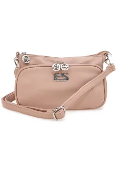 Borsa a tracolla rosa cipria con doppia zip Emma Spagnesi PU1804