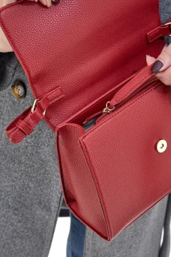 Borsa a Tracolla Rossa con dettagli Dorati Double Check 1824C