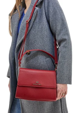 Borsa a Tracolla Rossa con dettagli Dorati Double Check 1824C