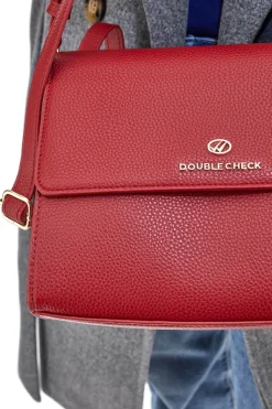 Borsa a Tracolla Rossa con dettagli Dorati Double Check 1824C