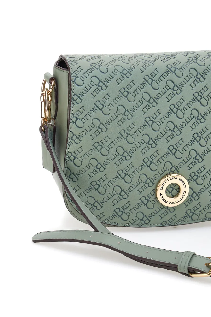 Borsa a tracolla verde con logo all over Cotton Belt K19,012,B011