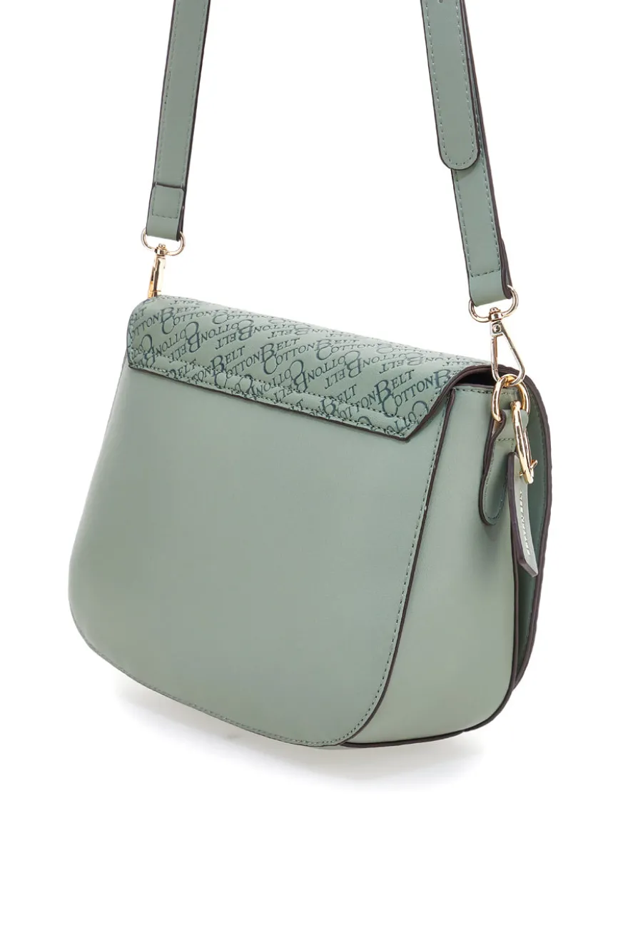 Borsa a tracolla verde con logo all over Cotton Belt K19,012,B011