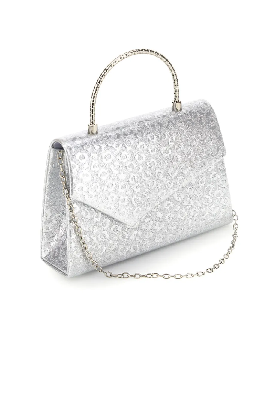 Borsa argento con texture animalier e tracolla a catena Nbg SERA/3488