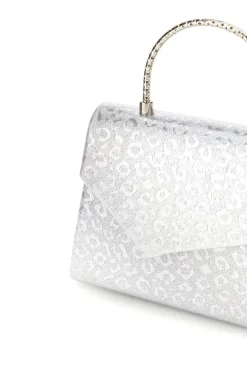Borsa argento con texture animalier e tracolla a catena Nbg SERA/3488