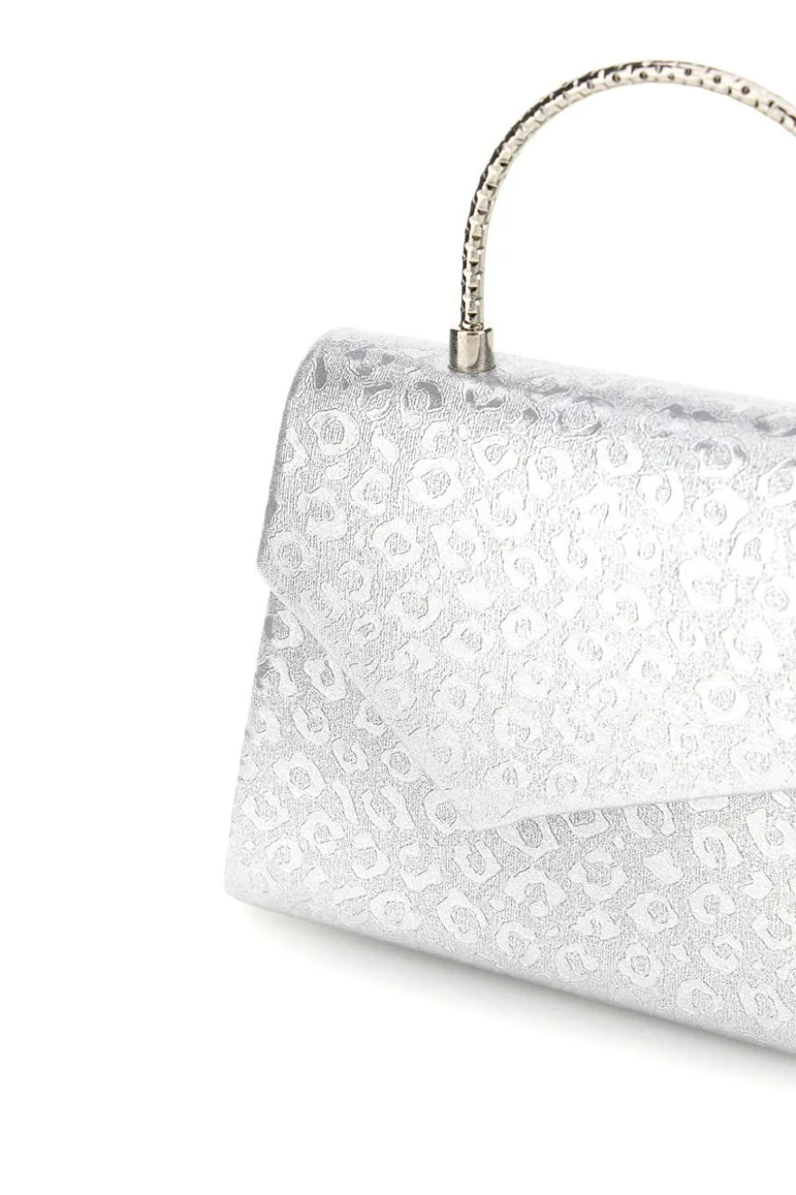 Borsa argento con texture animalier e tracolla a catena Nbg SERA/3488