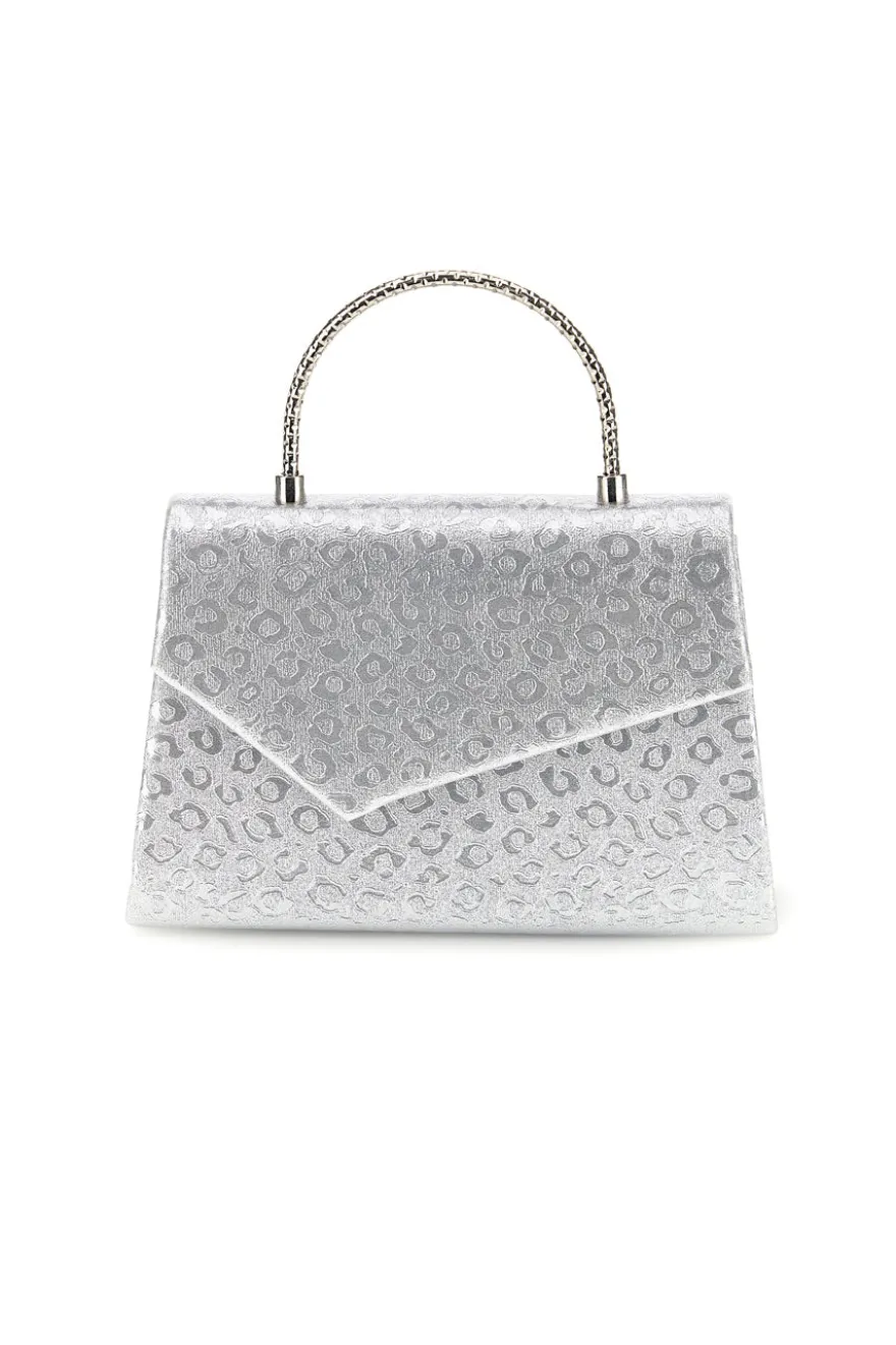 Borsa argento con texture animalier e tracolla a catena Nbg SERA/3488