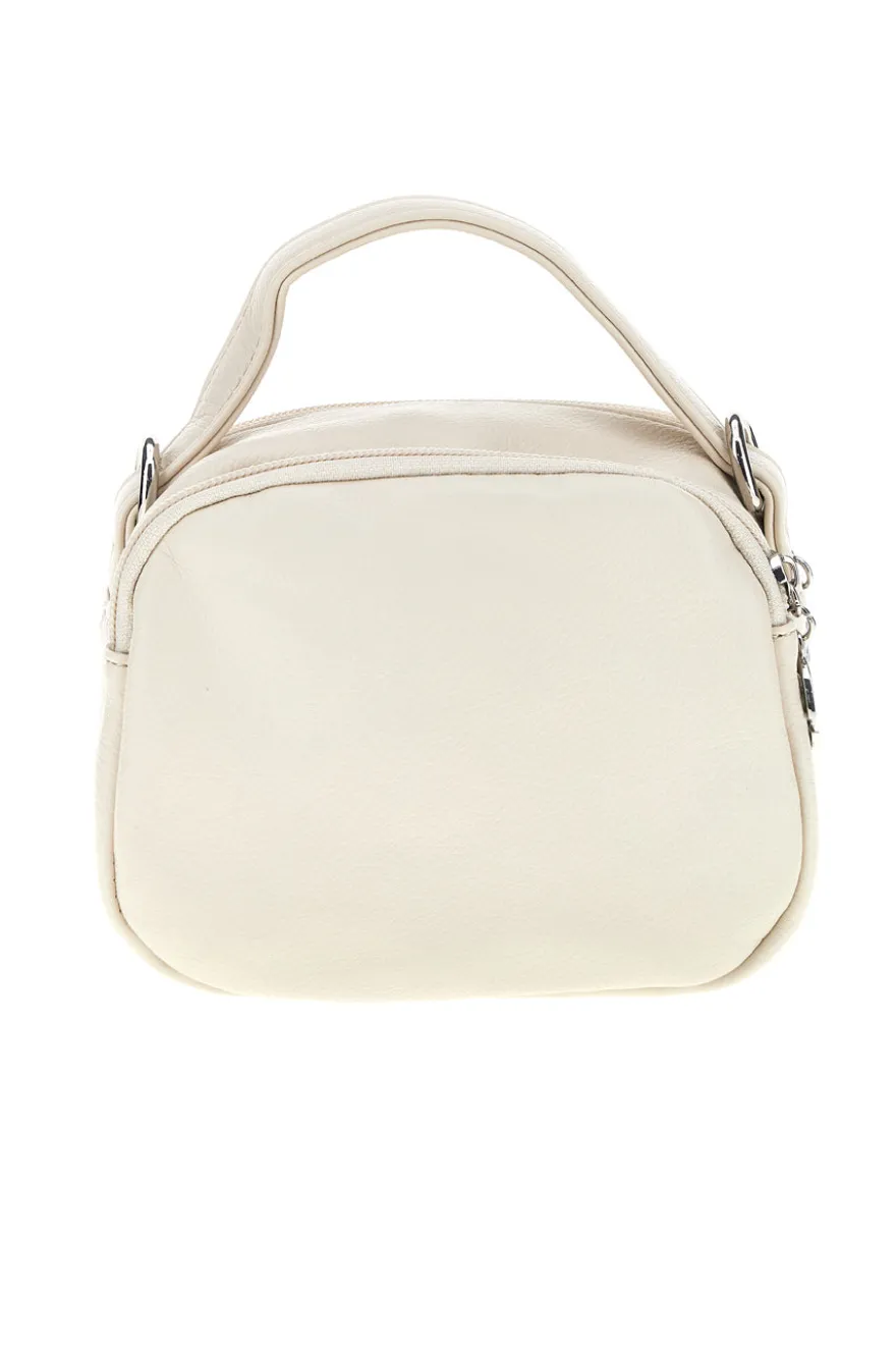 Borsa beige a mano con tracolla e zip multiple Emma spagnesi PU1808