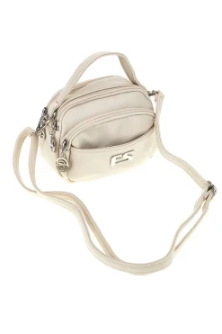 Borsa beige a mano con tracolla e zip multiple Emma spagnesi PU1808