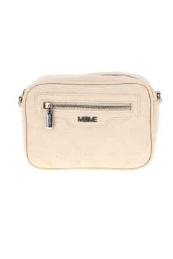 Borsa beige a tracolla con zip Me & me 20447