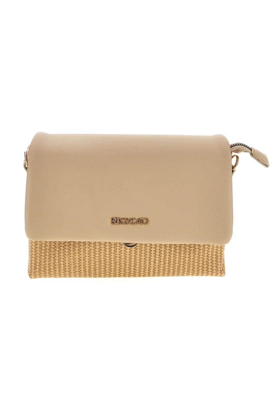 Borsa beige con inserto intrecciato Roncato R2414