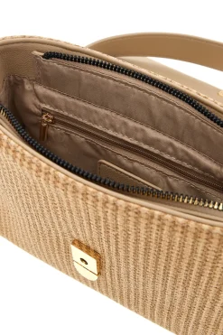 Borsa beige con inserto intrecciato Roncato R2414