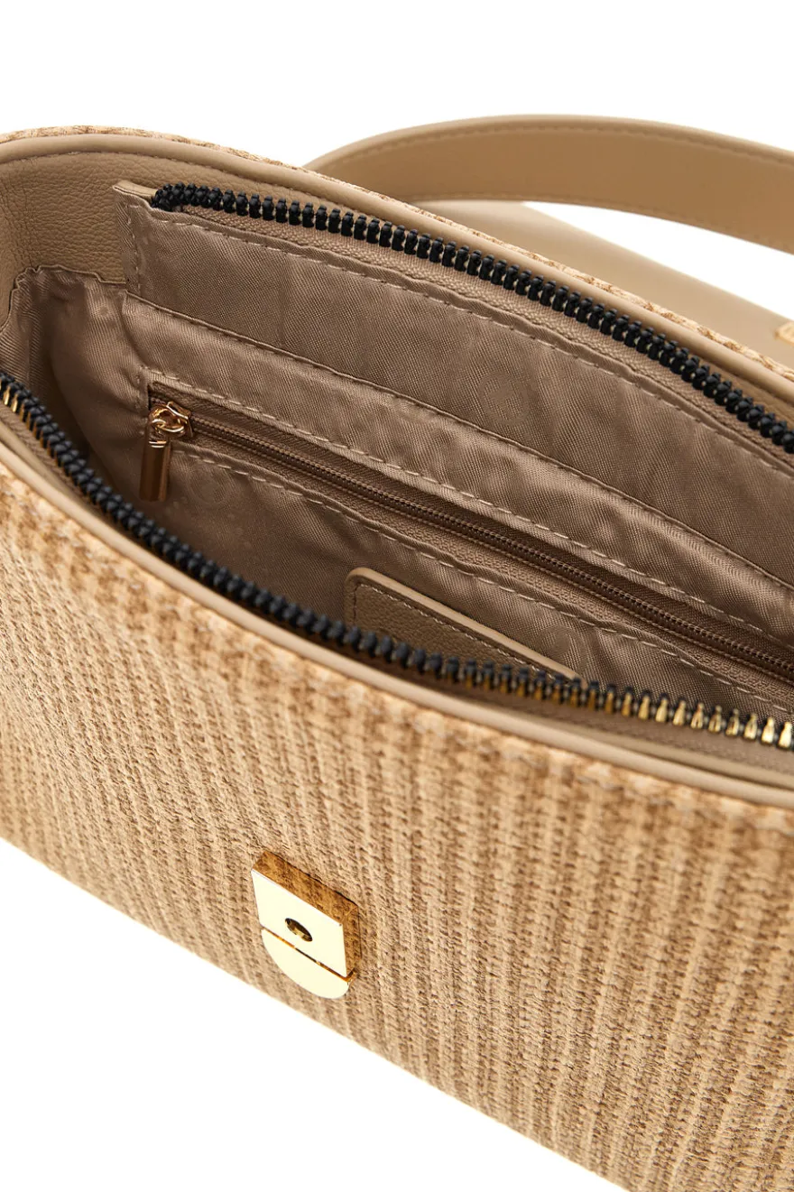 Borsa beige con inserto intrecciato Roncato R2414