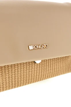 Borsa beige con inserto intrecciato Roncato R2414