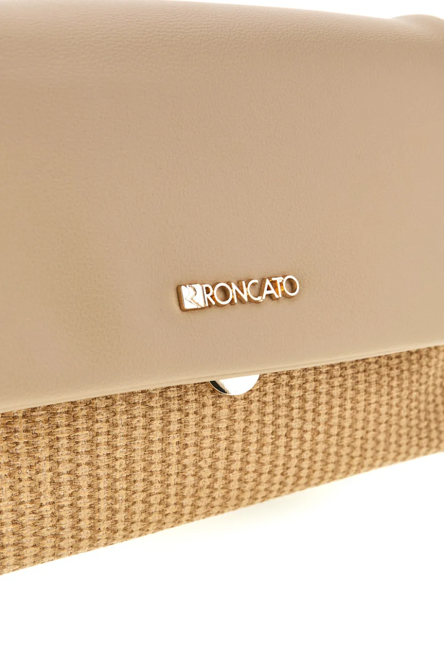 Borsa beige con inserto intrecciato Roncato R2414