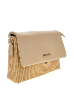 Borsa beige con inserto intrecciato Roncato R2414