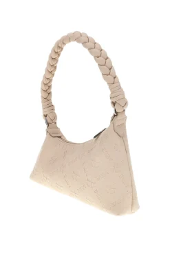 Borsa beige con manico intrecciato Me & me L4743