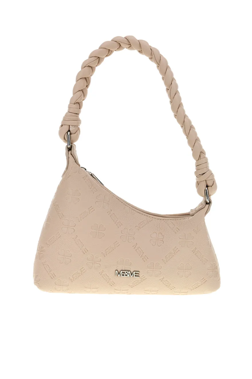 Borsa beige con manico intrecciato Me & me L4743