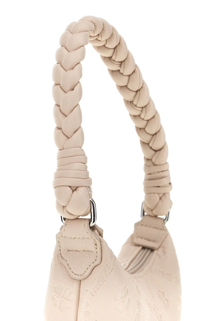 Borsa beige con manico intrecciato Me & me L4743
